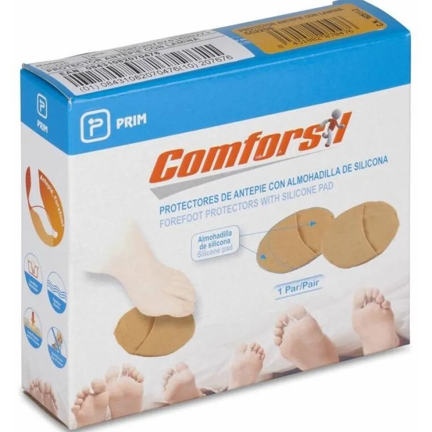 Comforsil Protectores de Antepié con Almohadilla de Silicona Talla S, 1 Par - Protector