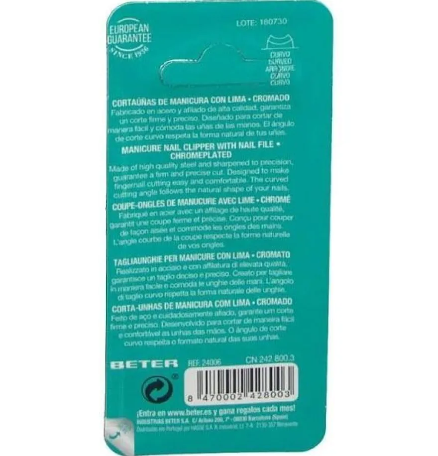 Cortauñas - Beter (cromado Lima Tipo Aleman 5.6 Cm) - Industrias Beter Sa