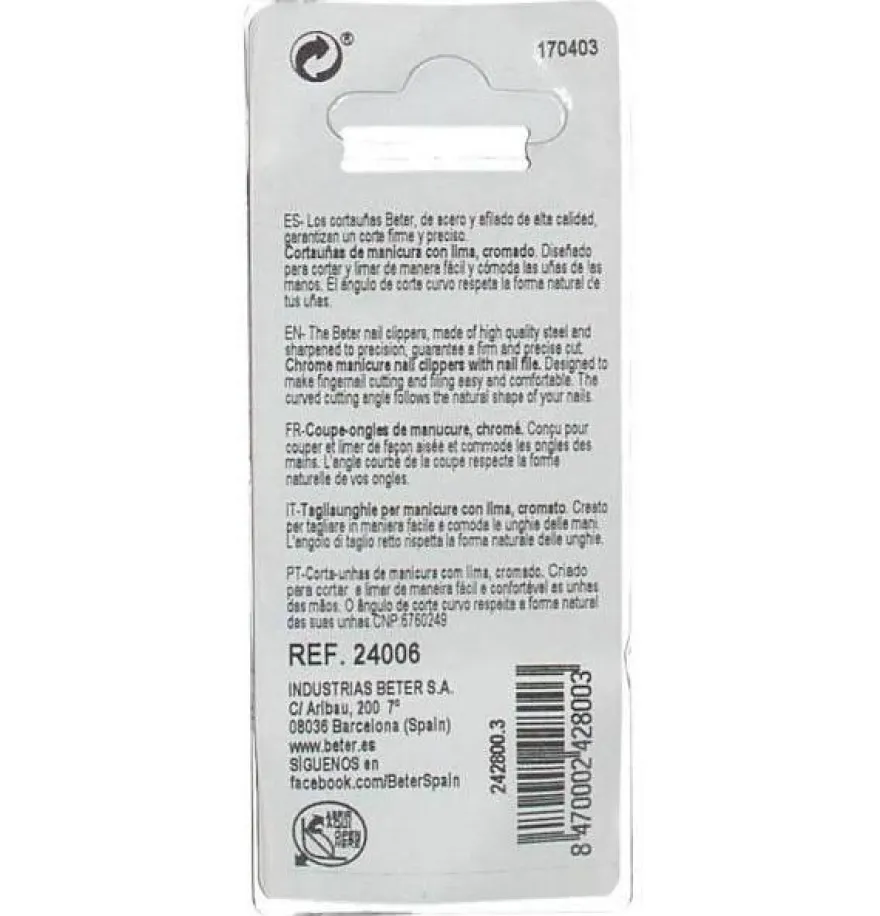 Cortauñas - Beter (cromado Lima Tipo Aleman 5.6 Cm) - Industrias Beter Sa