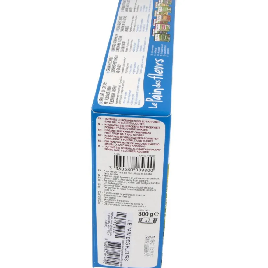 Cracker Trigo Sarraceno 300gr. Bio Sg S/sal Vegan - Le Pain Des Fleurs