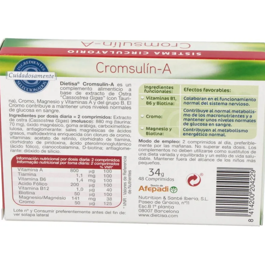 Cromsulin a (diabetes) 48comp - Dietisa