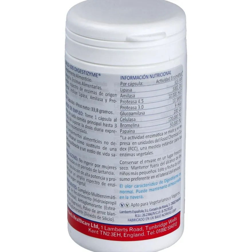 Digestizyme (complejo de Enzimas) 100 Cap - Lamberts