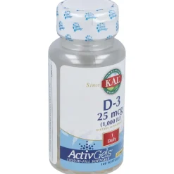 D - 3 25 mcg (1000 Ui) Perlas Activgel 100 u - Solaray
