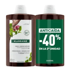Duplo Champú a la Quinina y Edelweiss BIO, 400 ml. + 400 ml - Klorane