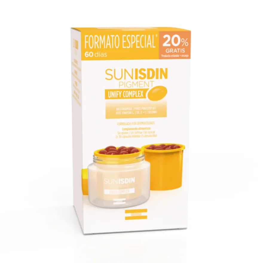 Duplo Sunisdin Pigment 20% de Descuento 2ª ud, 60 Caps. - Isdin