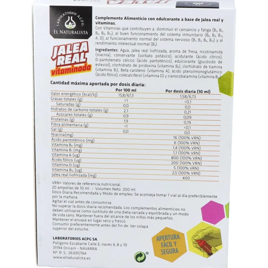 El Naturalista Jalea Real Vitaminada, 20 Ampollas 2