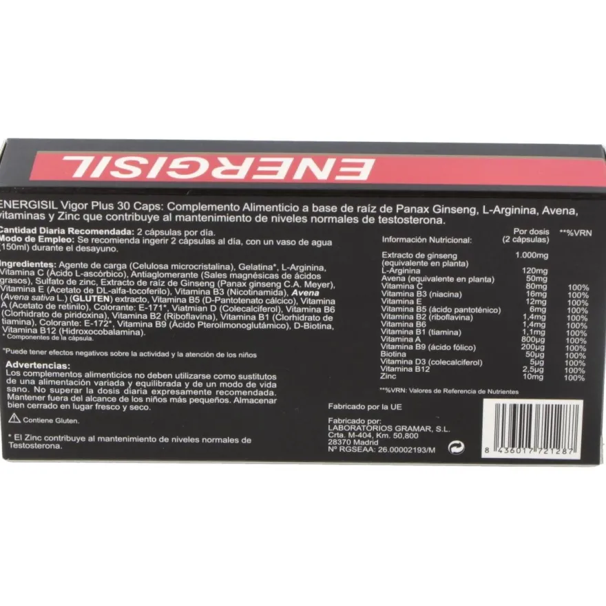 Energisil Vigor Plus (ginseng+arginina) 30cap - Pharma Otc