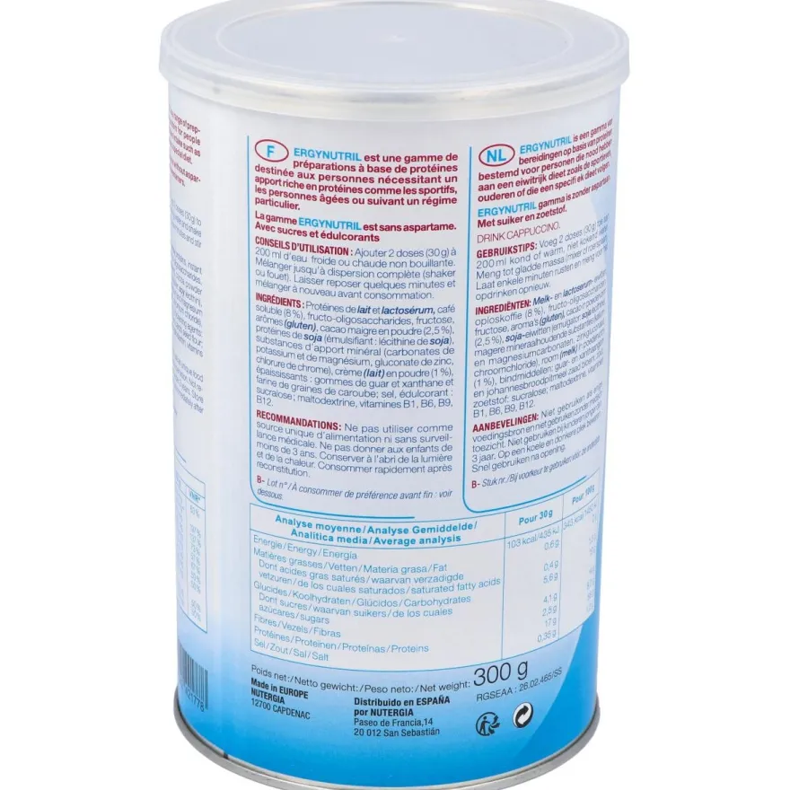 Ergynutril (proteinas) Capuccino Polvo 300gr. 2 - Nutergia