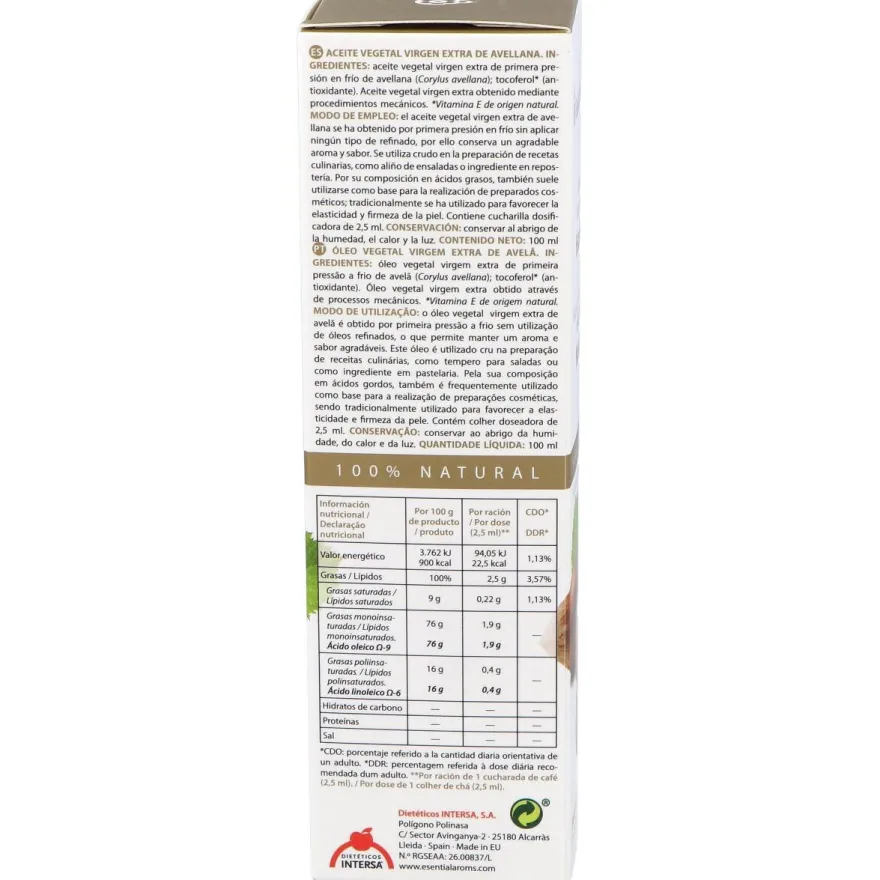 Esential'Arôms Aceite Vegetal De Avellana 100Ml