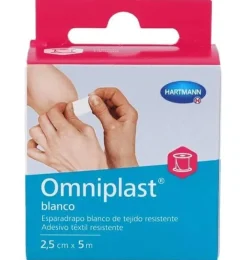 Esparadrapo Hipoalergico - Omniplast Tejido Resistente (1 Unidad 5 M X 2,5 Cm Color Blanco)