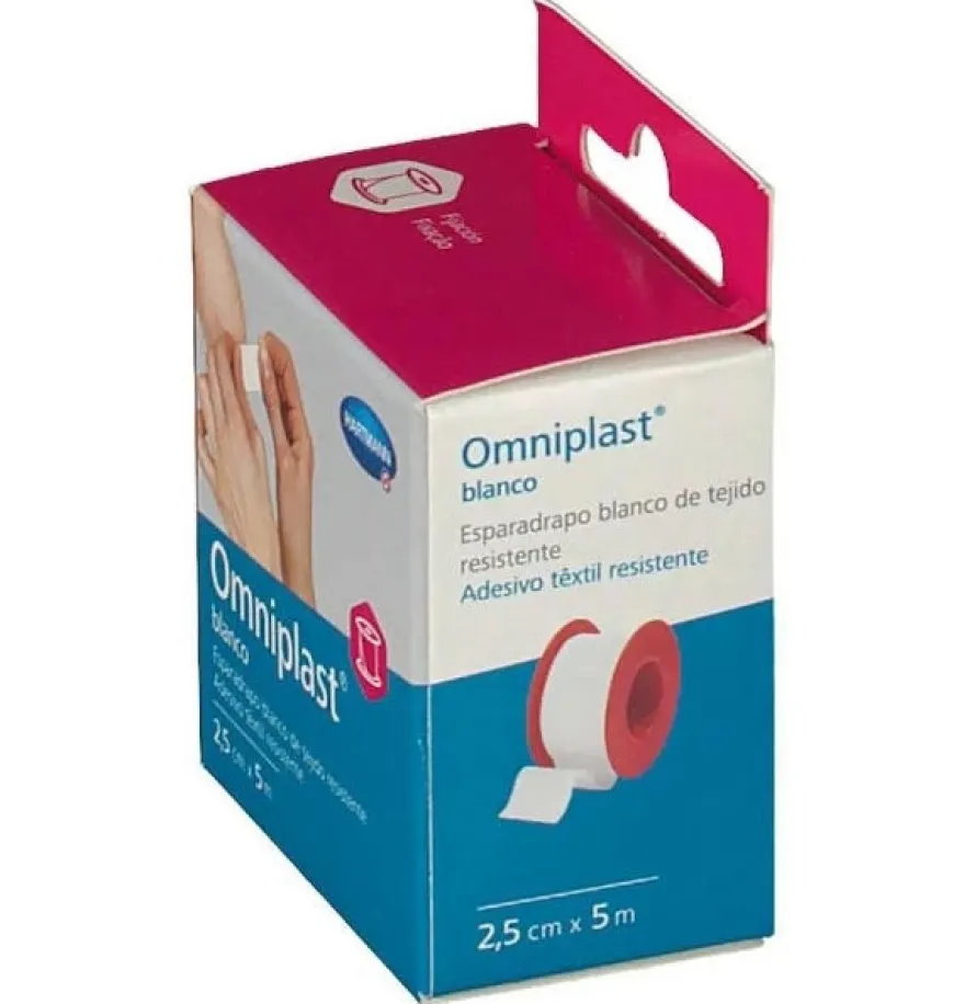 Esparadrapo Hipoalergico - Omniplast Tejido Resistente (1 Unidad 5 M X 2,5 Cm Color Blanco)