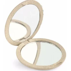 Espejo Bolso Natural Fiber Doble Plegable X4 Beige 1 u - Beter