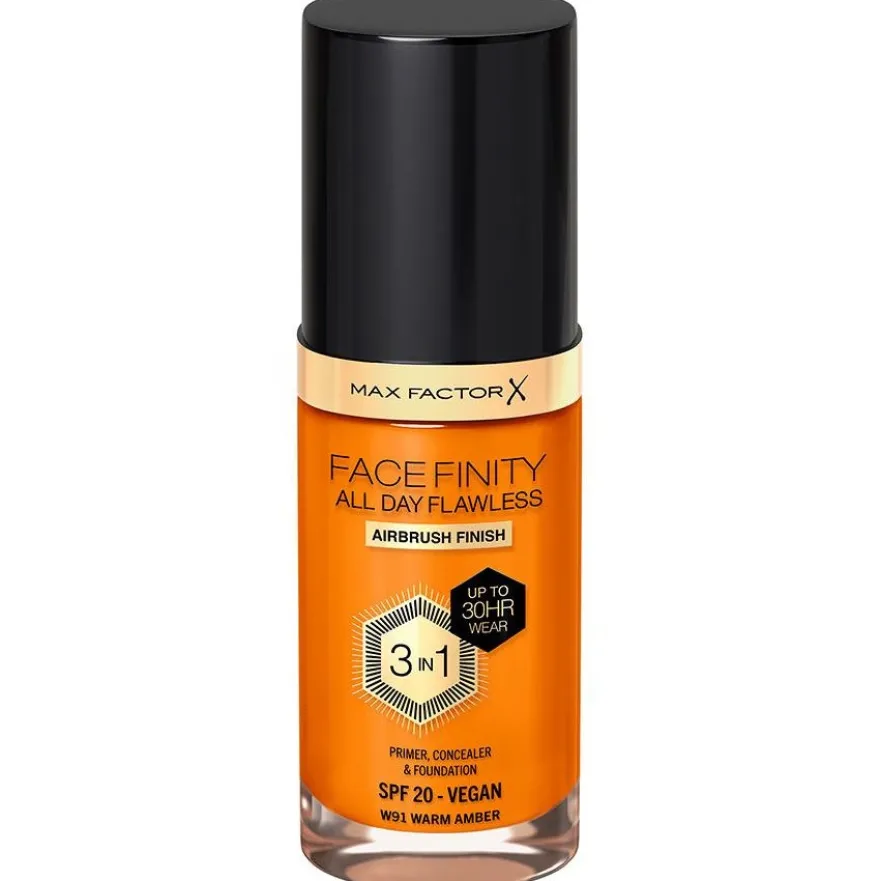 Facefinity All Day Flawless 3 In 1 Foundation W91 - Warm Amber 30 ml - Max Factor