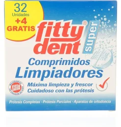 Fittydent Super Comprimidos - Limpieza Protesis Dental (32 + 4 Comprimidos) - Phb