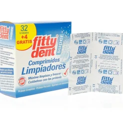 Fittydent Super Comprimidos - Limpieza Protesis Dental (32 + 4 Comprimidos) - Phb