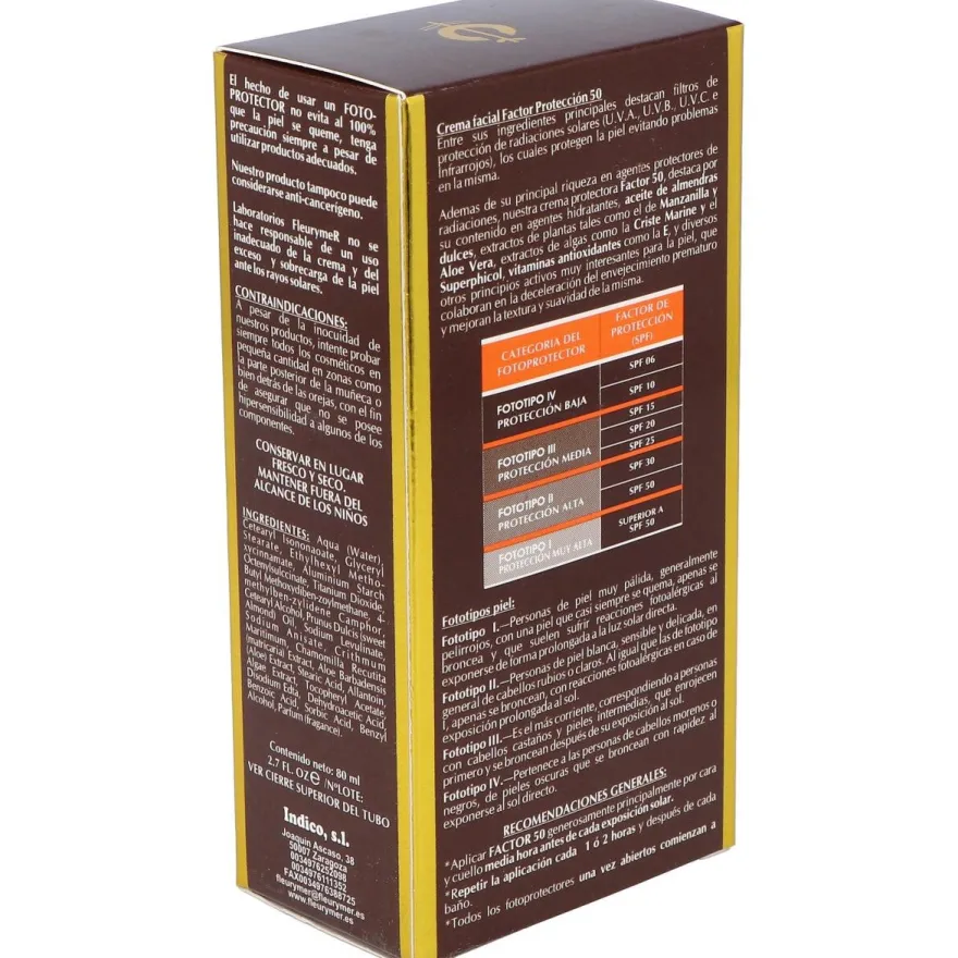 Fleurymer Crema Solar Facial Spf-50 Montaña