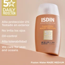 Fotoprotector Fusion Water MAGIC Color Medium, SPF 50, 50 ml. - Isdin
