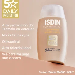 Fotoprotector Fusion Water MAGIC Color Light SPF 50, 50 ml. - Isdin