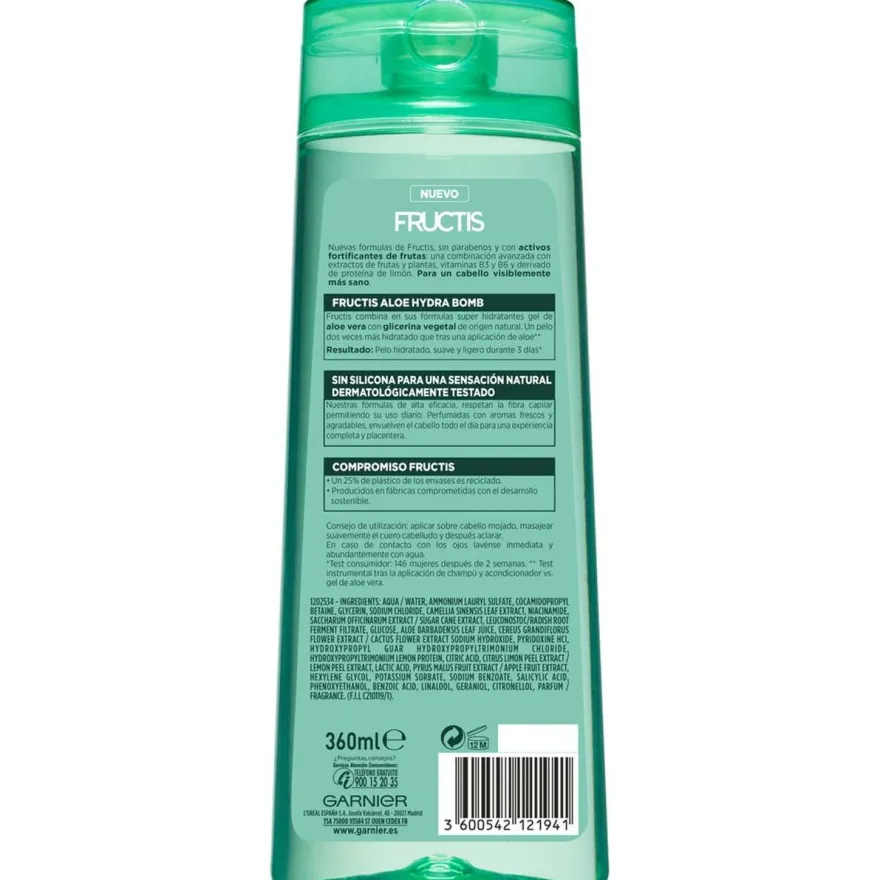 Fructis Aloe Hydra Bomb Chapú Fortificante 360ml - Garnier