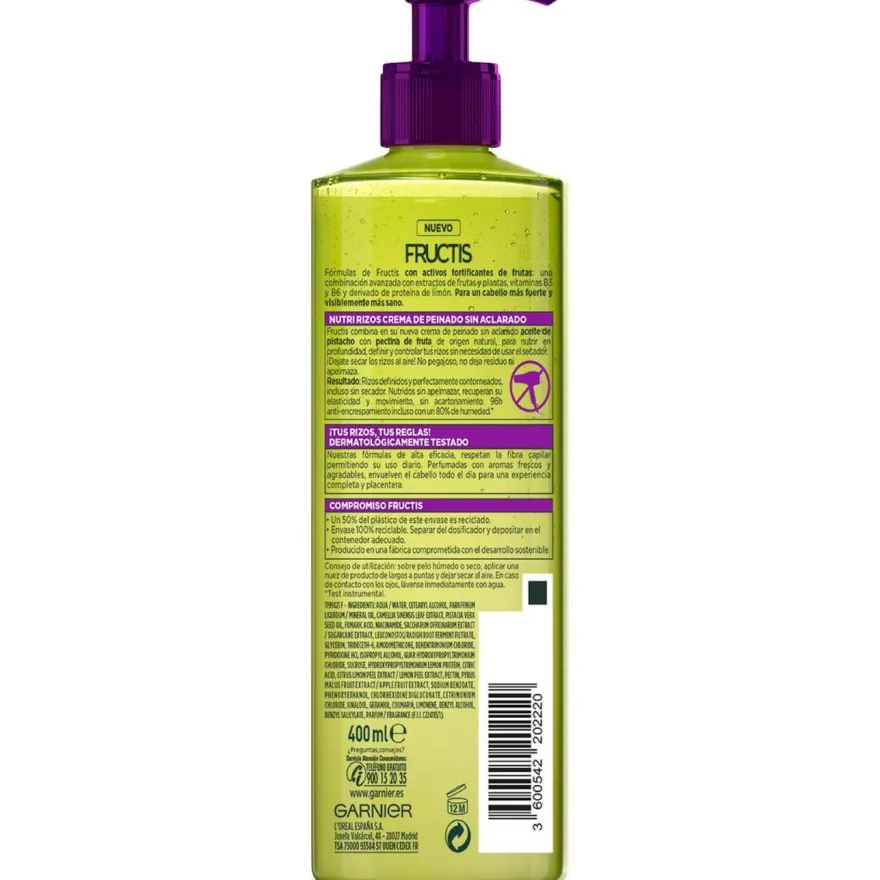 Fructis Nutri Rizos Crema sin Aclarado 400ml - Garnier