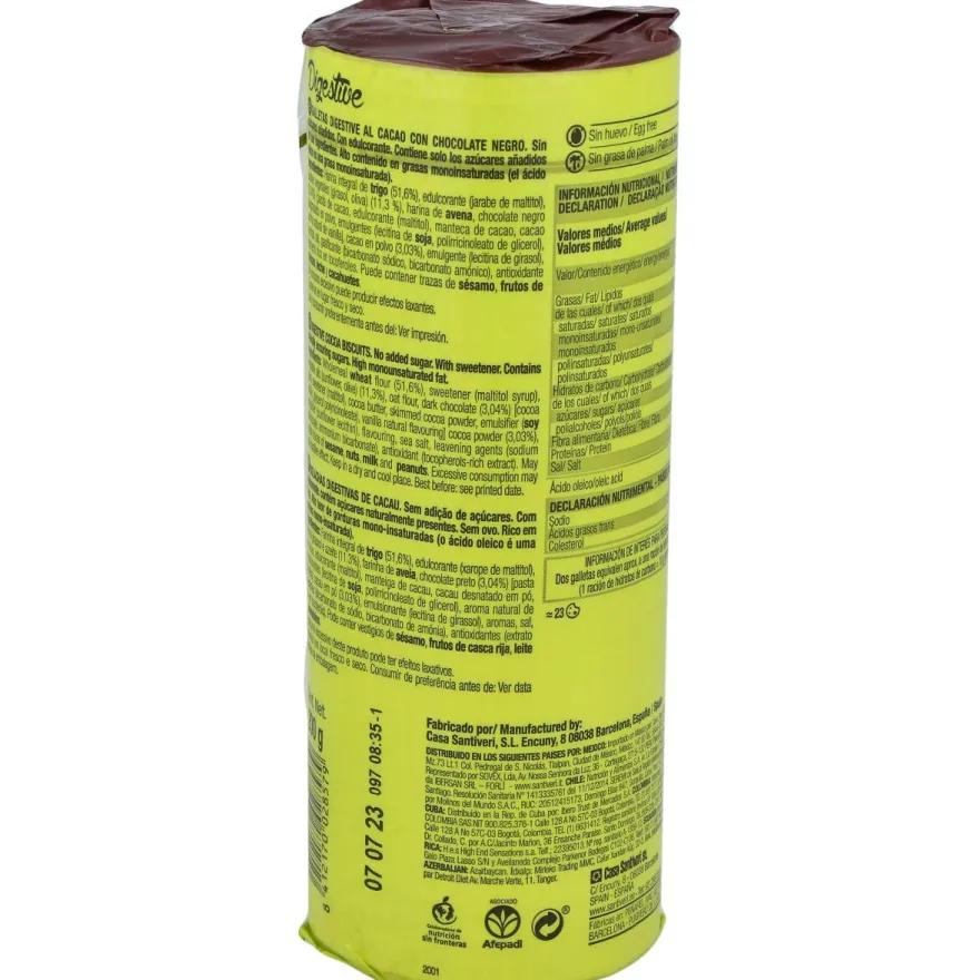 Galletas Digestive Cacao 0% Azucares 200gr - Santiveri