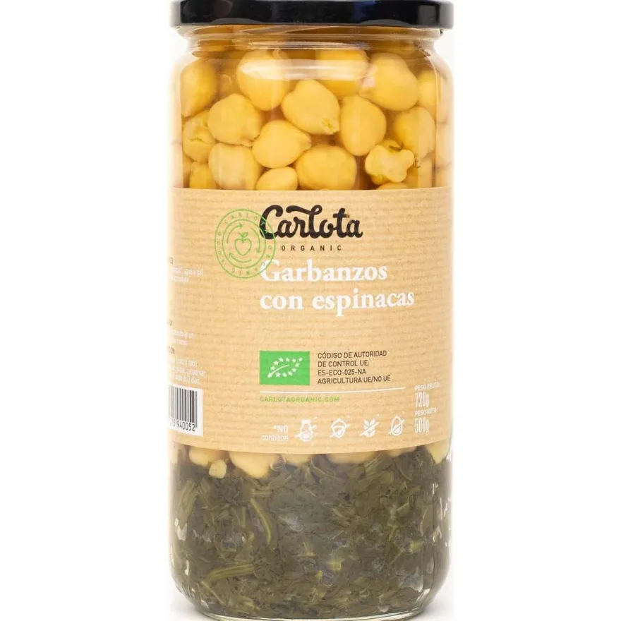 Garbanzos con Espinacas 720g - Carlota Organic