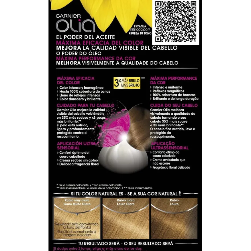 Garnier Olia Coloración Permanente N°8.31 Rubio Miel 4Uds