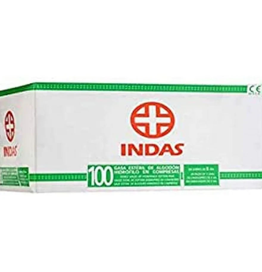 Gasa Esteril Algodon Hidrofilo Compresas - Indas (20 Sobres 5 Unidades)