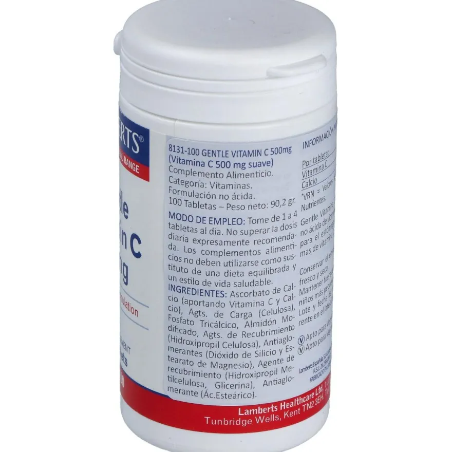 Gentle Vitamina C 500mg 100 Comprimidos - Lamberts