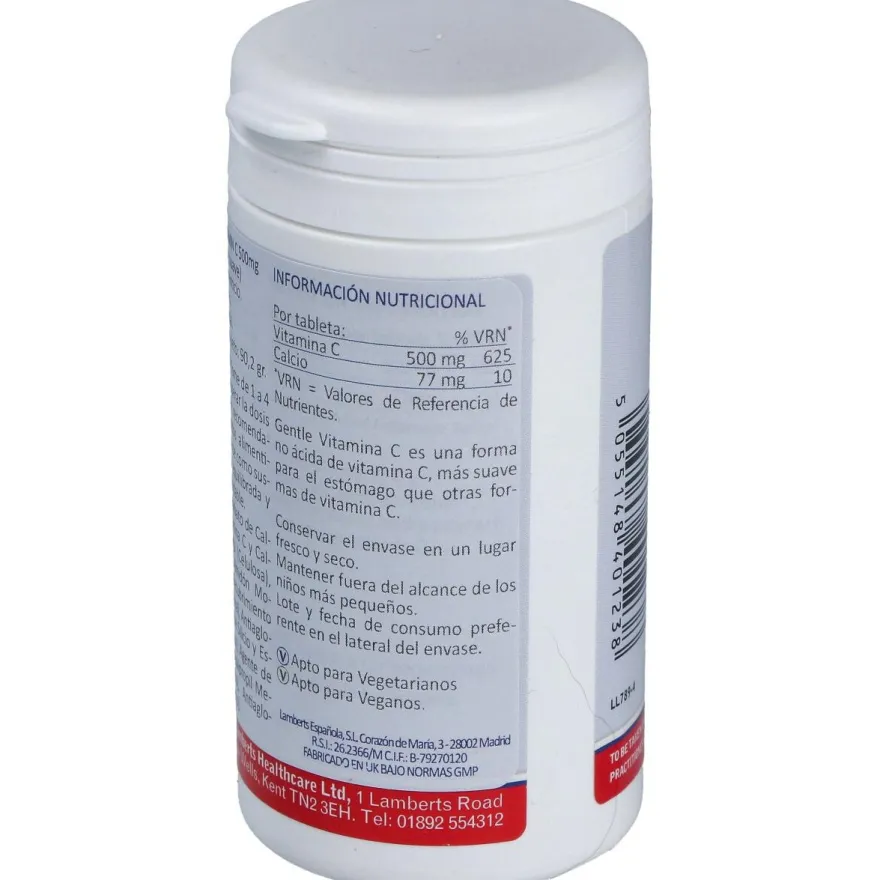 Gentle Vitamina C 500mg 100 Comprimidos - Lamberts