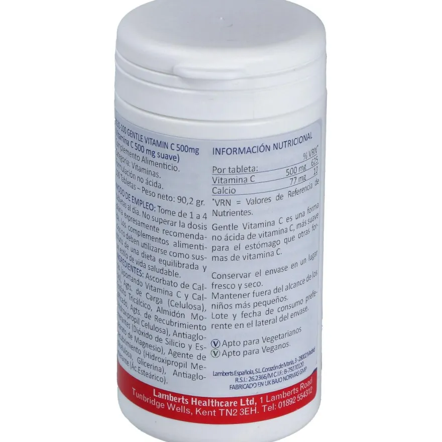 Gentle Vitamina C 500mg 100 Comprimidos - Lamberts