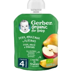 Gerber Organic Pera Manzana Platano, 90 G