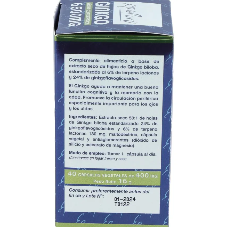 Ginkgo 6500mg. 40cap. Estado Puro - Tongil