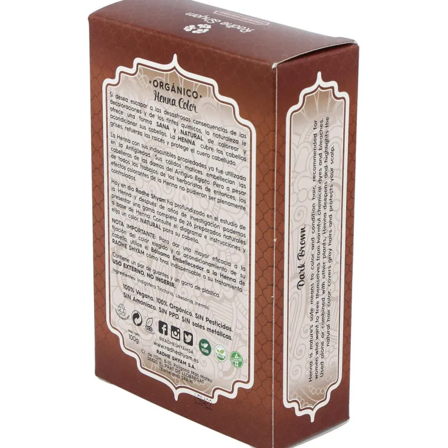 Hena Tinte Natural Castaño Oscuro Polvo 100gr - Radhe Shyam