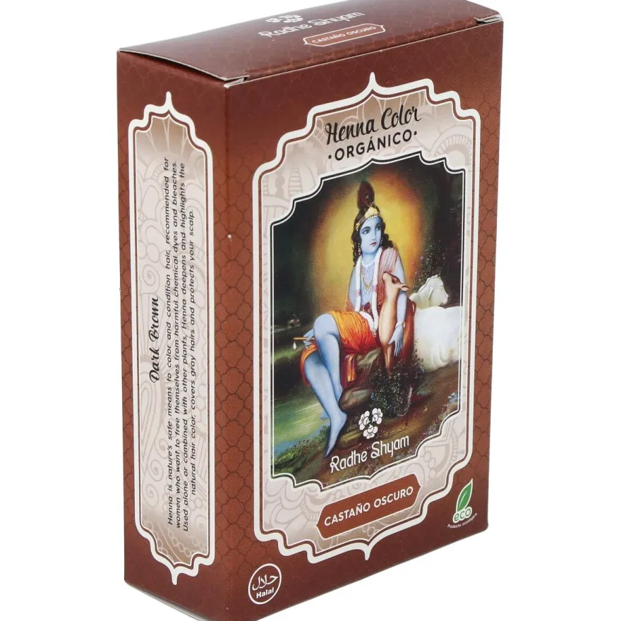 Hena Tinte Natural Castaño Oscuro Polvo 100gr - Radhe Shyam