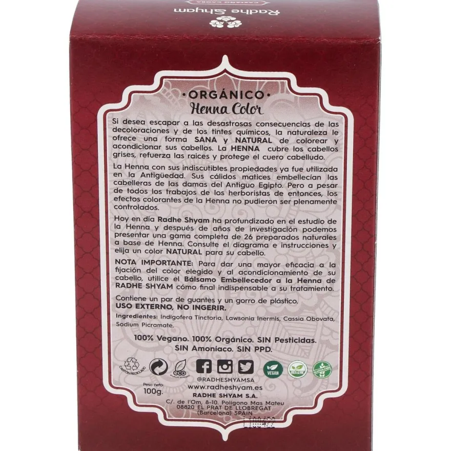 Henna Castaño Caoba Polvo - Radhe Shyam