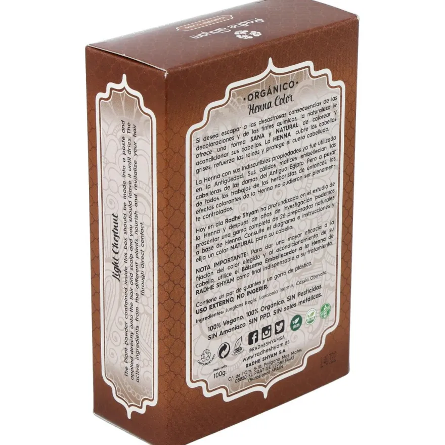Henna Castaño Claro Polvo 100g - Radhe Shyam