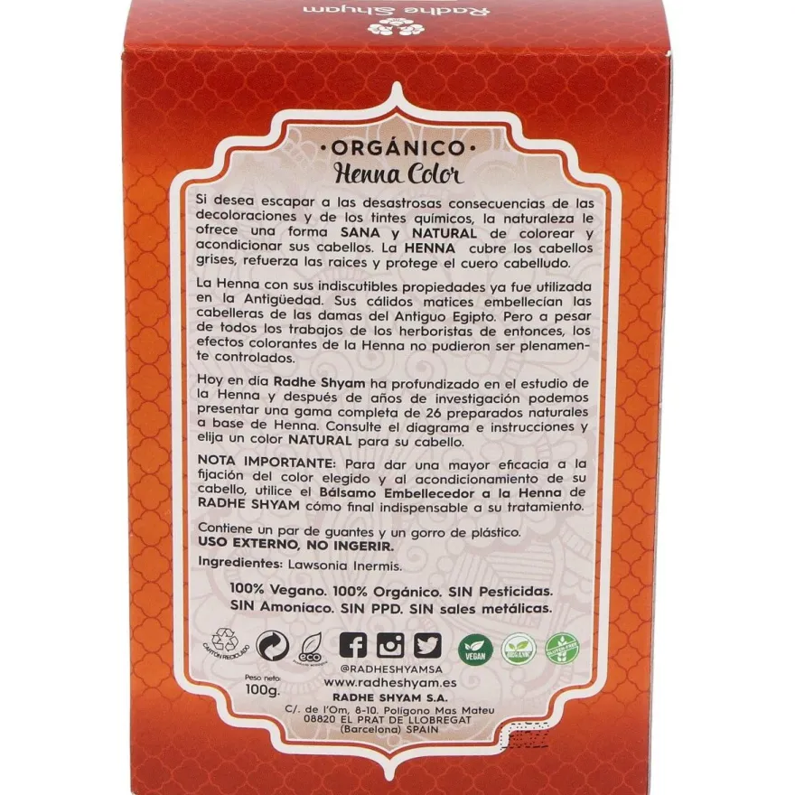 Henna Tinte Natur Cobre Polvo 100gr - Radhe Shyam