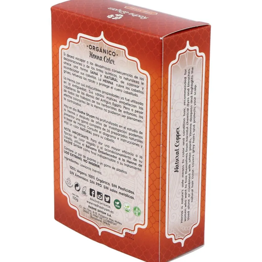 Henna Tinte Natur Cobre Polvo 100gr - Radhe Shyam