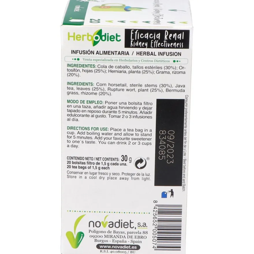 Herbodiet Herbodiet Eficacia Renal 20 Bolsitas Filtro - Novadiet