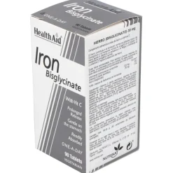 Hierro Bisglycinate Iron+vit.c 90comp - Health Aid