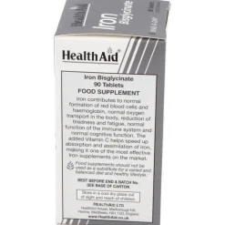 Hierro Bisglycinate Iron+vit.c 90comp - Health Aid