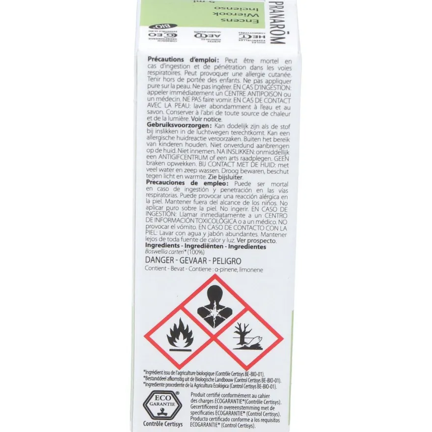 Incienso Aceite Esencial Bio 5Ml.