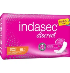Indasec Discreet Maxi Compresa Perdidas Leves (15 Unidades) - Laboratorios Indas