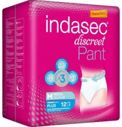 Indasec Pant Plus Absorbente Incontinencia Orina Dia Anatomico (12 Unidades Talla M) - Laboratorios Indas