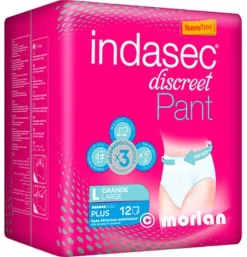 Indasec Pant Plus Absorbente Incontinencia Orina Dia Anatomico (12 Unidades Talla L) - Laboratorios Indas