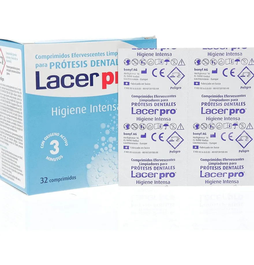 Lacerpro - Limpieza Protesis Dental (32 Comprimidos Efervescentes) - Lacer Laboratorios Sa