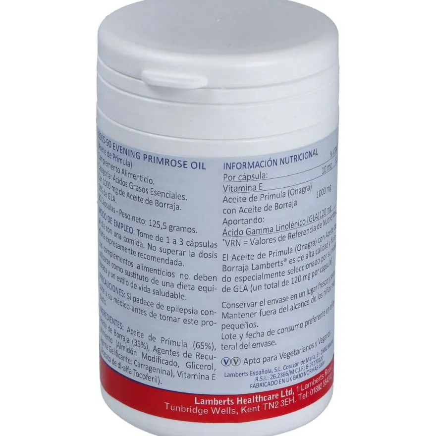 Lamberts Aceite Primula Extra Alta Potencia Con Borraja 1000Mg 9
