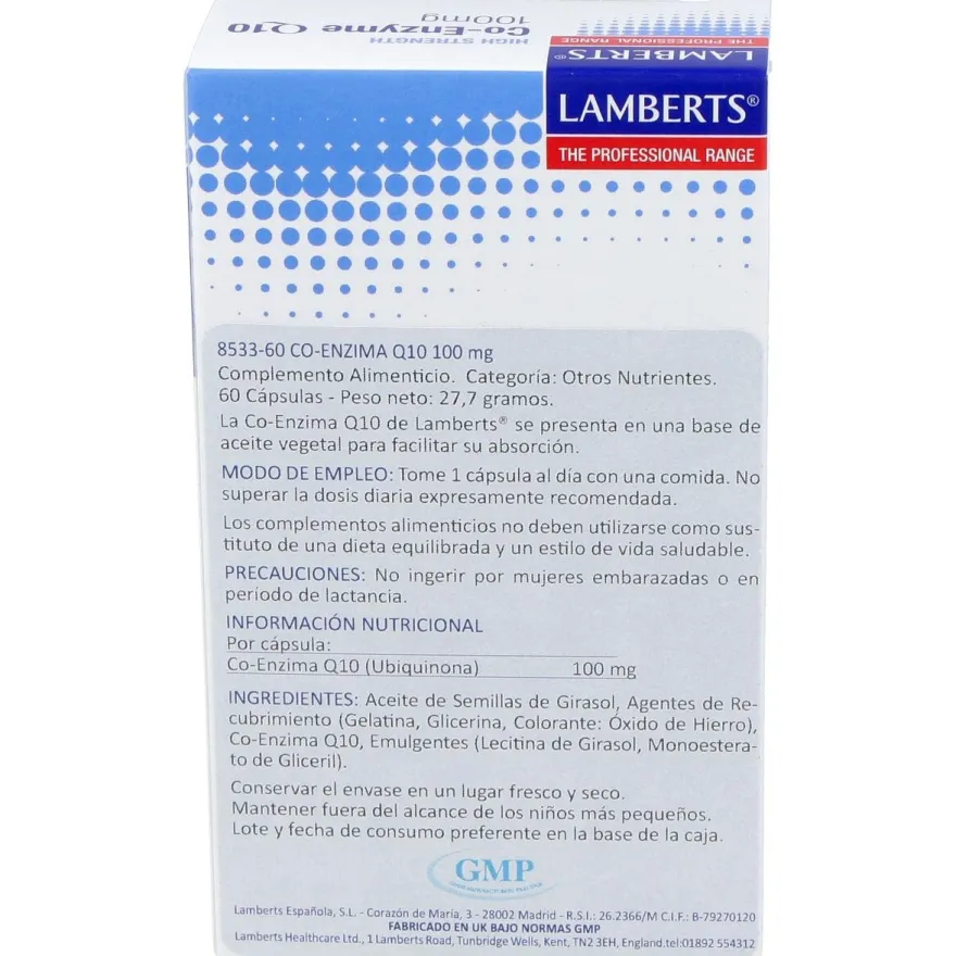Lamberts Coenzima Q10 100Mg 60 Cáps.
