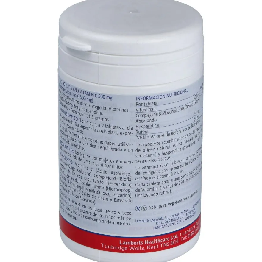 Lamberts Rutina Y Vitamina C 500Mg + Bioflavonoides 90 Comprimid